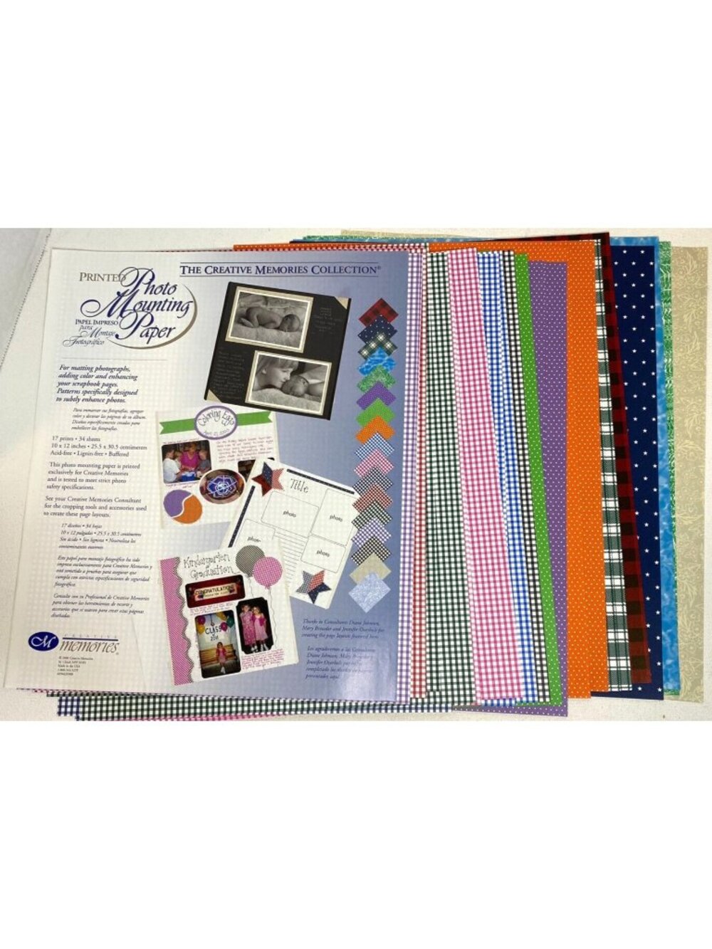 Creative Memories 10x12 Printed Photo Mounting Paper 17  prints/34 sheets Plaids